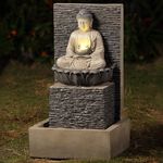 Buddha With Light Garden Water Feature
