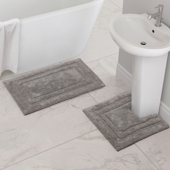 COTTON BORDER GUNMETAL 50x50 Pedestal Mat