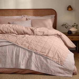 YARD HEBDEN STRIPE PECAN/COTTA 150x200cm Bedspread 