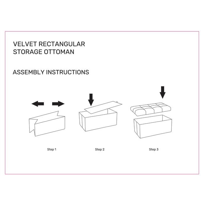 Large Folding Velvet Storage Ottoman - Grey