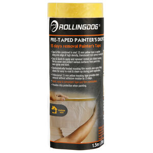 Rolling Dog Pre-Taped Painters Drop Cloths 1.5x30m