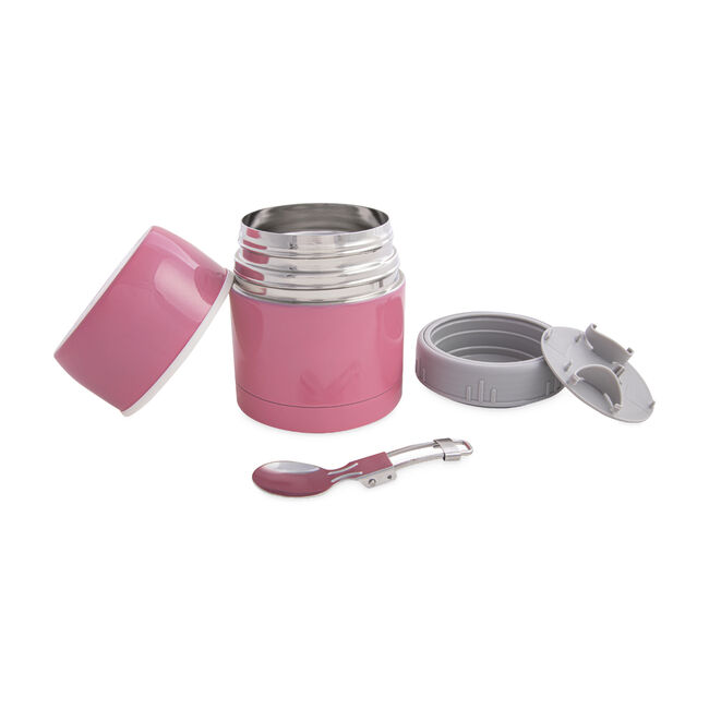 Stainless Steel Pink Soup Flask with Spoon 470ml
