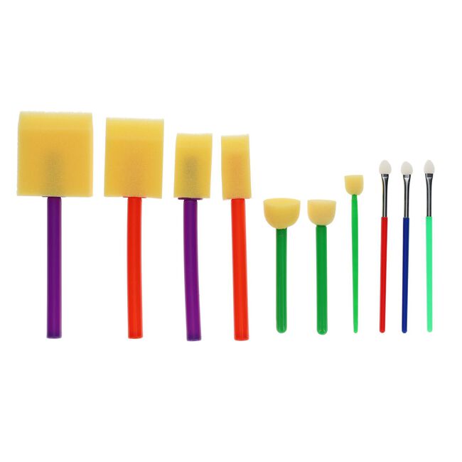World Of Colour 10 Sponge Dabbers Paintbrushes