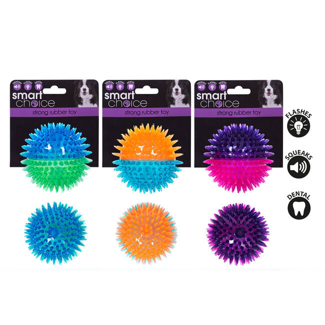 Rubber Dog Toy With Flash & Squeak - Assorted