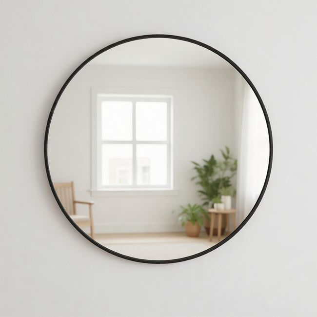 STUDIO NOVA BLACK 60cm Round Mirror 