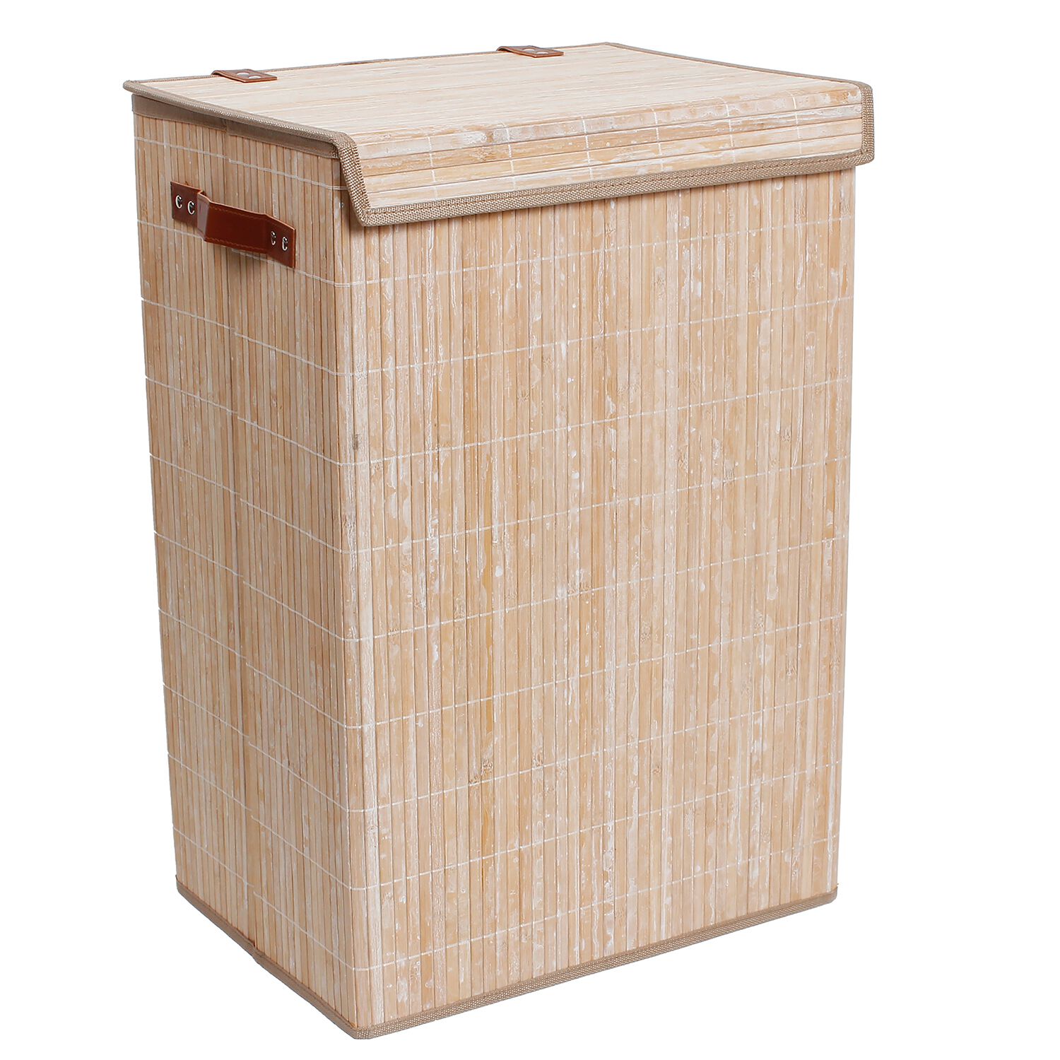 Bamboo Grey Wash Foldable Laundry Hamper Home Store + More