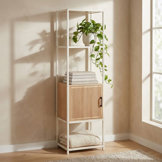Four Layer Cabinet with Cream Metal Frame