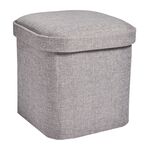 OVAL LINEN FOLDABLE SMALL Stone Ottoman