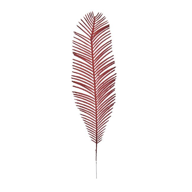 Red Christmas Glitter Fern & Feather Pick