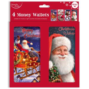 4-Pack Traditional Christmas Money Wallets