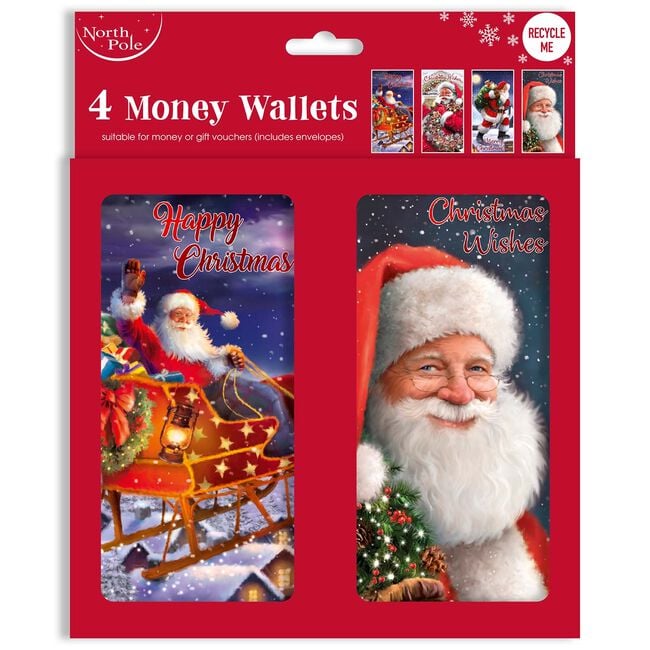 4-Pack Traditional Christmas Money Wallets
