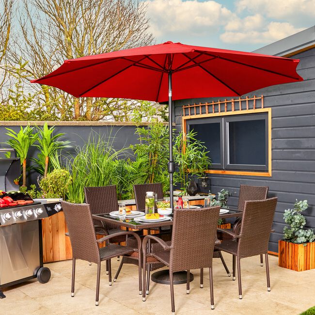 3M CRANK & TILT Sun Parasol - Red