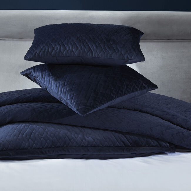 Quilted Velvet Cushion 30cm x 50cm - Navy