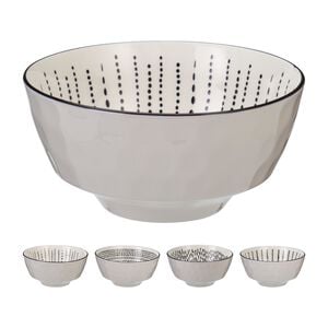 Siaki Cream & Black Printed Bowl