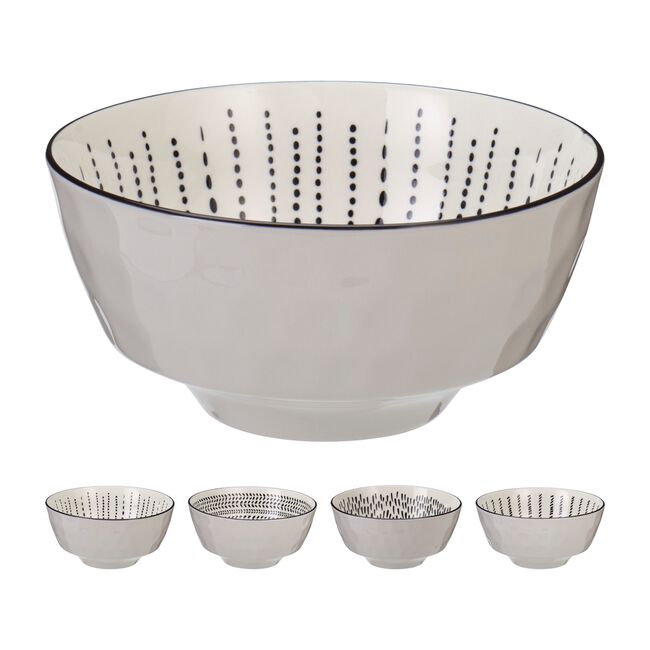 Siaki Cream & Black Printed Bowl