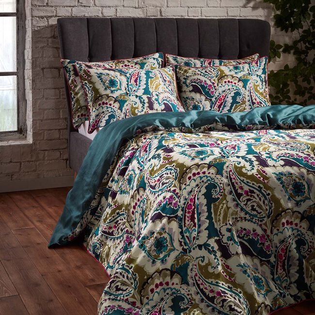 EW BY EDINBURGH SUPER KING SIZE DUVET COVER Aretha Teal/Olive