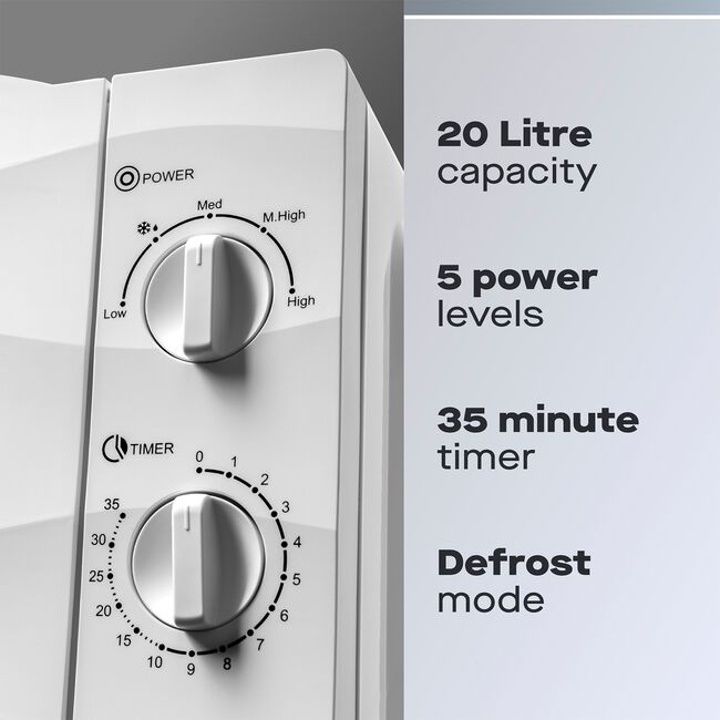 Daewoo White 20L 700W Microwave