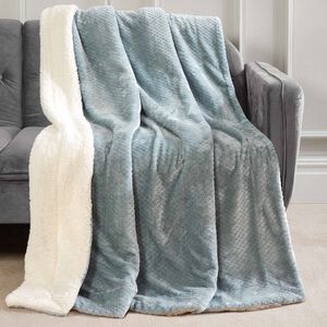 Nicole Day Waffle Sherpa Throw 130x170cm -Duck Egg