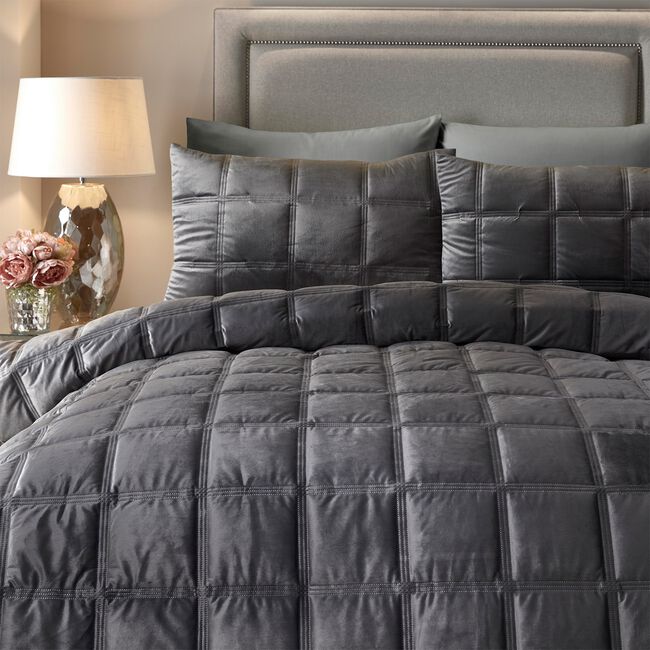 KING SIZE DUVET COVER Soiree Brighton Square Slate