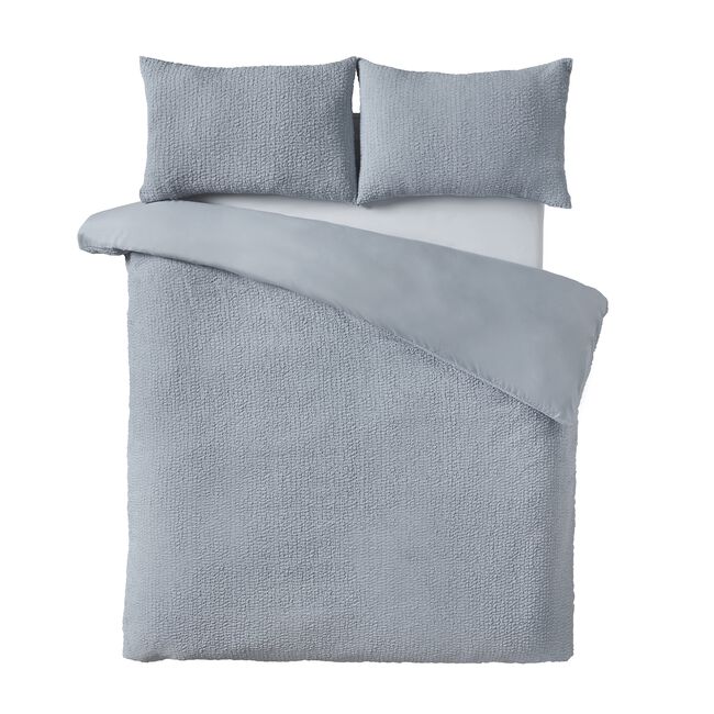 CATHERINE LANSFIELD SINGLE DUVET COVER Crinkle Seersucker Blue