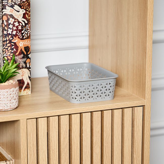 Geometric 1.5L Grey Storage Basket