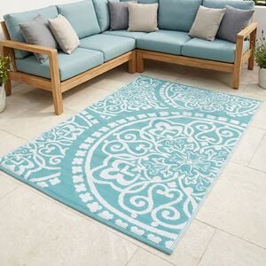 Mosaic Tile 120cm x 180cm Outdoor Rug - Duck Egg