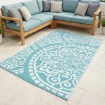 Mosaic Tile 120cm x 180cm Outdoor Rug - Duck Egg