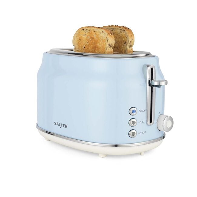 SALTER RETRO BLUE CURVED BODY 2 Slice Toaster