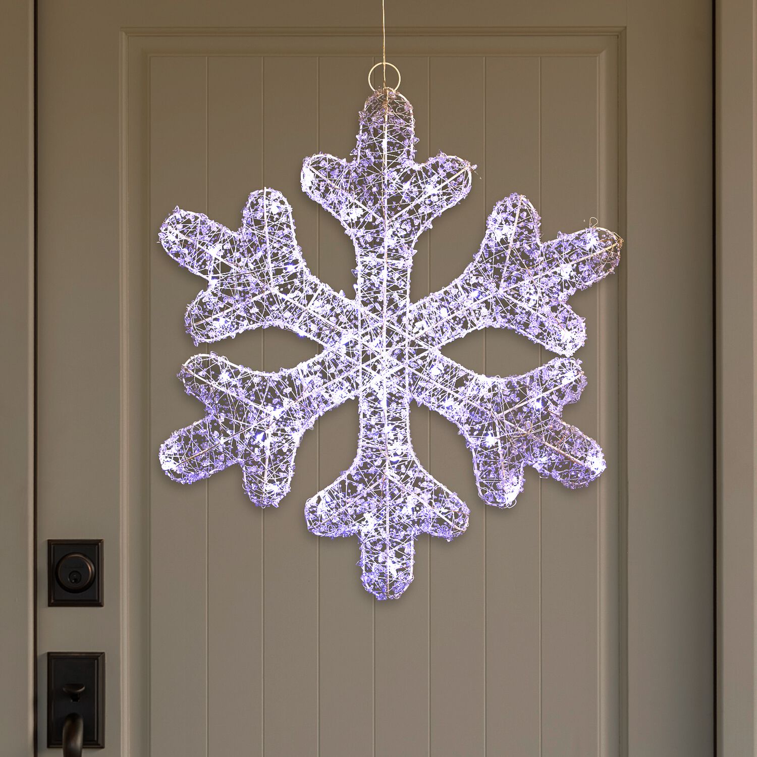 Crystal Bead Snowflake W Twinkling Lights Home Store More