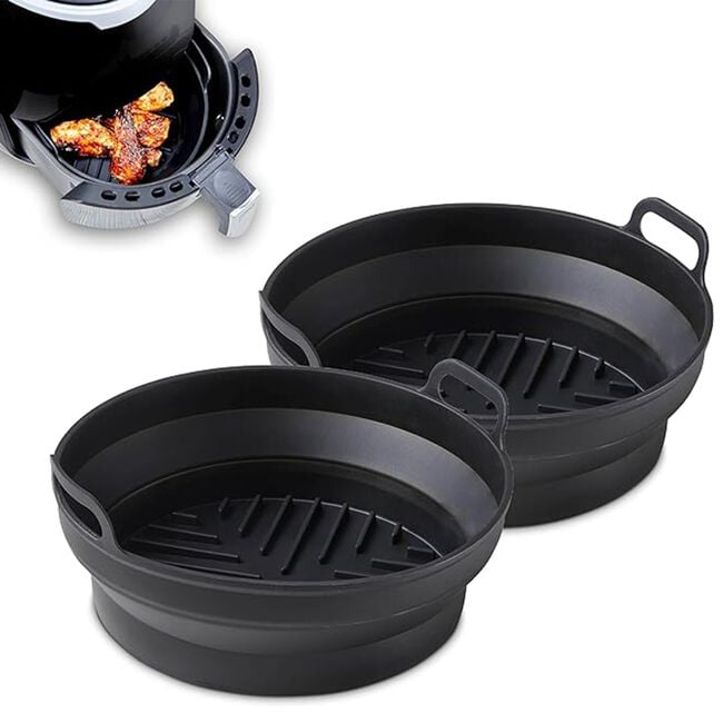 Tower Black Round Foldable Air Fryer Trays -2 Pack