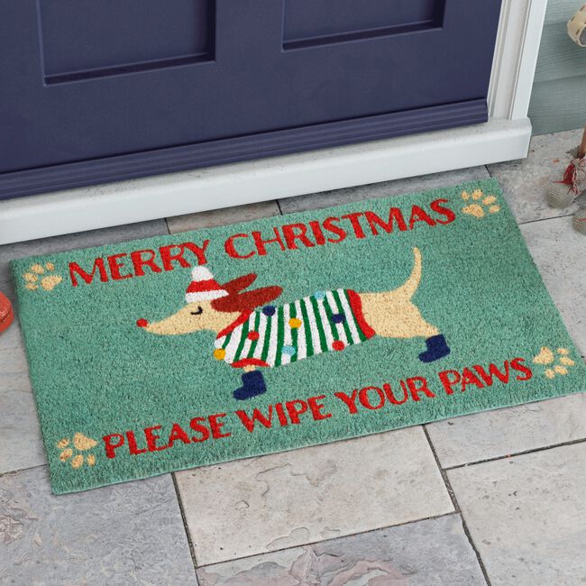 Christmas Dachshund Door Mat 40cm x 70cm