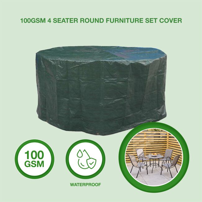 100GSM 4 Seater Round Furniture Set Cover