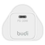 Budi White USB-C PD 33V Mini GaN Mains Charger