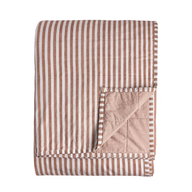 YARD HEBDEN STRIPE PECAN/COTTA 150x200cm Bedspread 