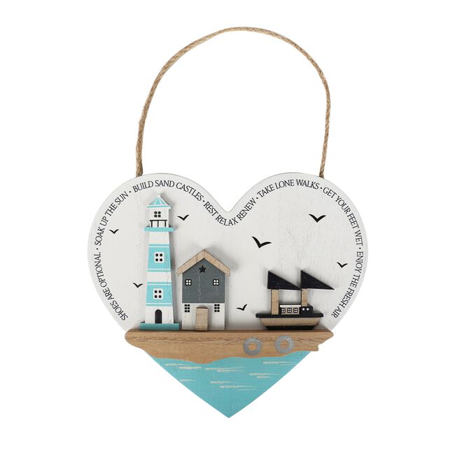Seaside Wooden Plaque Heart