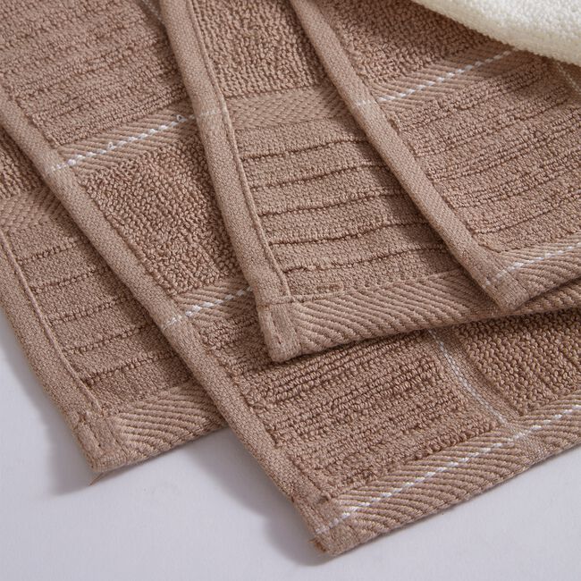 Check Kitchen Tea Towel 2 Pack - Mocha