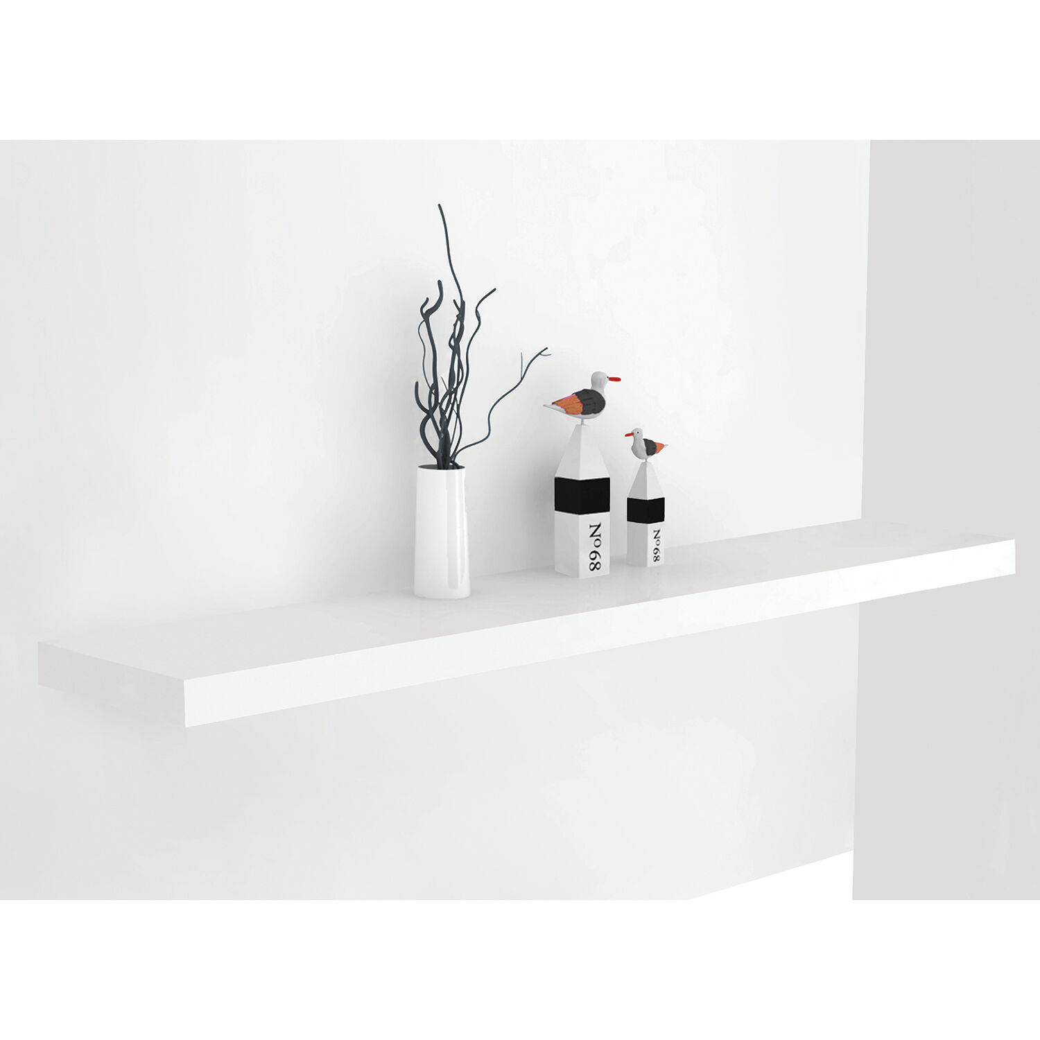 Bergen 120cm White Floating Shelf Home Store More