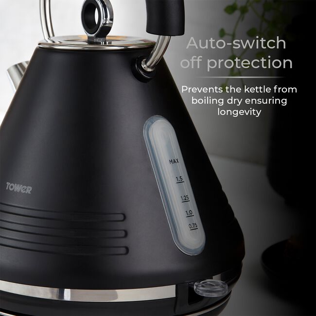 Tower Ash Black 1.7L Pyramid Kettle