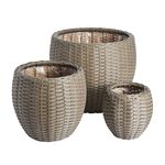 WICKER Medium Round Plant Pot Grey