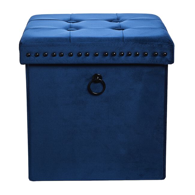 VELVET FOLDABLE SMALL NAVY Ottoman