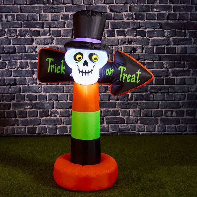 1.2M Inflatable Skeleton Trick Or Treat Sign Post