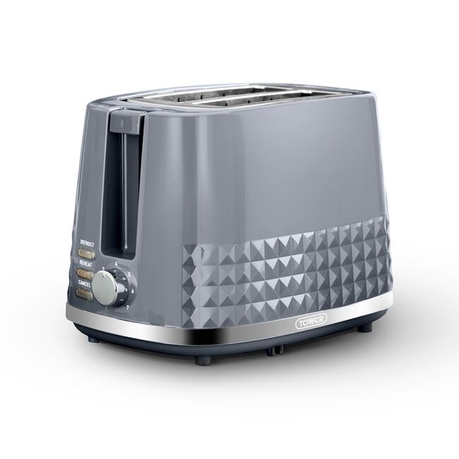 TOWER SOLITAIRE GREY 2 Slice Toaster