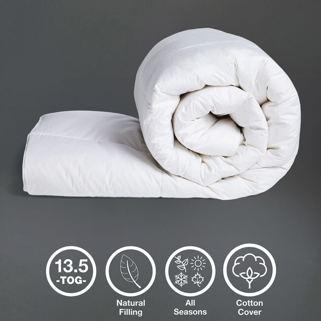 WHITE DUCK FEATHER AND DOWN SINGLE 13.5 Tog Duvet 