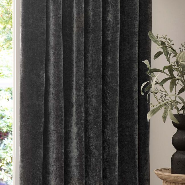 YARD PENCIL PLEAT CHENILLE CHARCOAL 90x90 Curtain