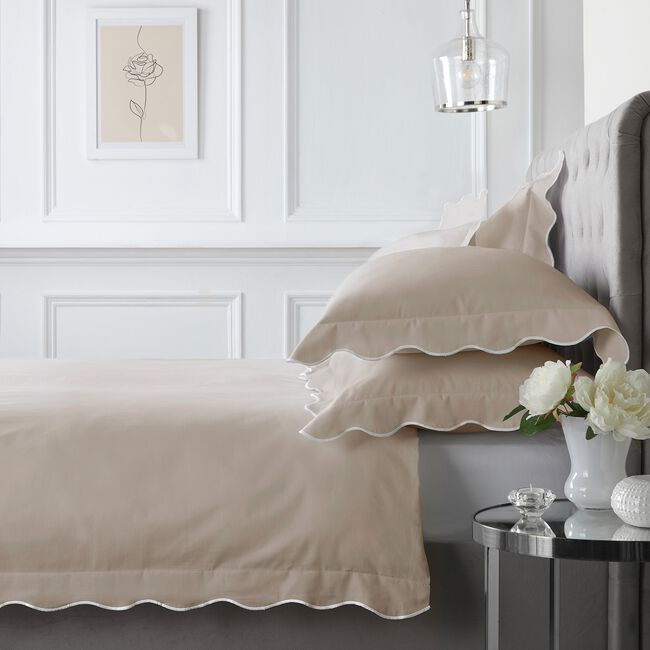 DOUBLE DUVET COVER Appletree Scallop Edge Natural