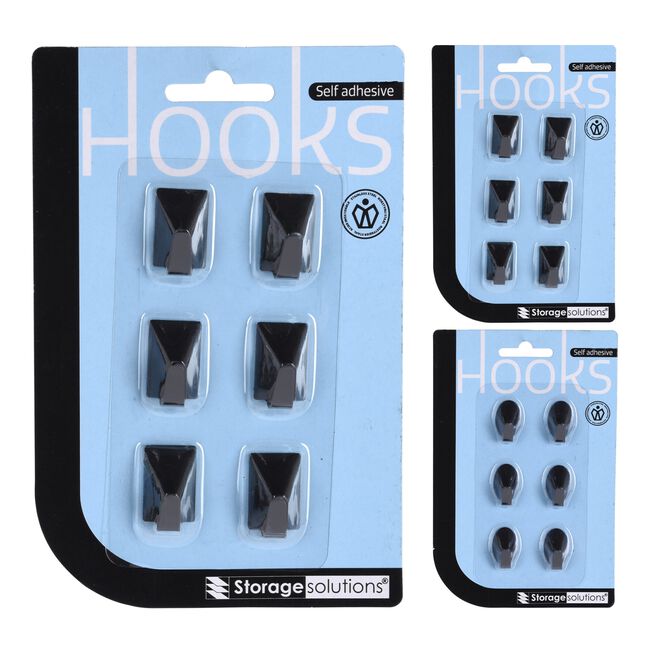 Self Adhesive Hooks - 6 Piece Assorted