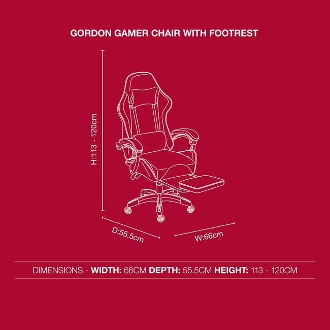 Gordon Gamer Chair with Footrest