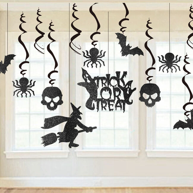 13 Piece Halloween Hanging Glitter Decorations