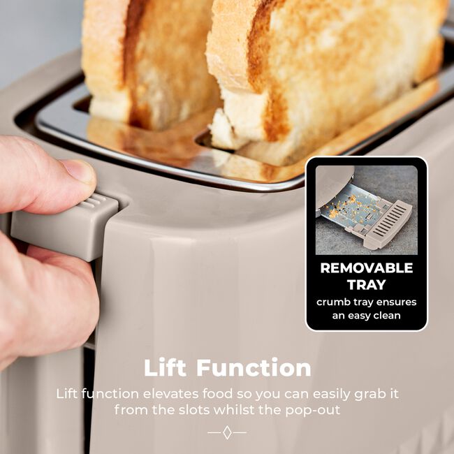 TOWER SOLITAIRE BEIGE 2 Slice Toaster