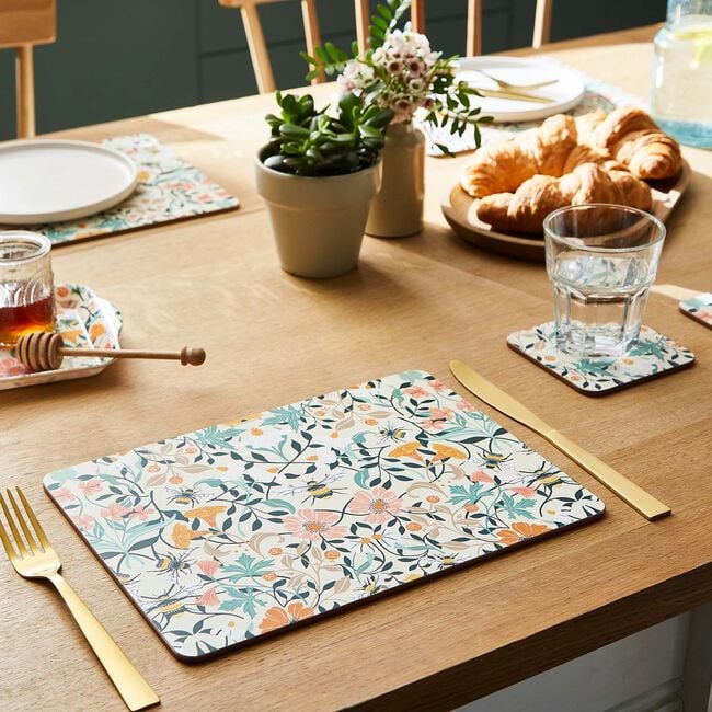 Bee Bloom Cork Placemat 4 Pack